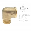 Raccord laiton coudé 90° mâle femelle à visser