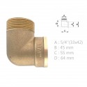 Raccord laiton coudé 90° mâle femelle à visser