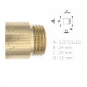 Rallonge laiton Mâle Femelle