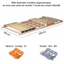 NAM Sommier à lattes ergonomique en bois avec plots de soutien 7 zones de confort