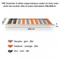 YKE Sommier à lattes ergonomique cadre en bois avec plots de soutien tête et pied relevables