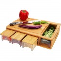 BAMBUS Planche à découper en bambou avec râpes et récipients