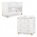 NOAH Ensemble commode table à langer amovible + lit évolutif bébé